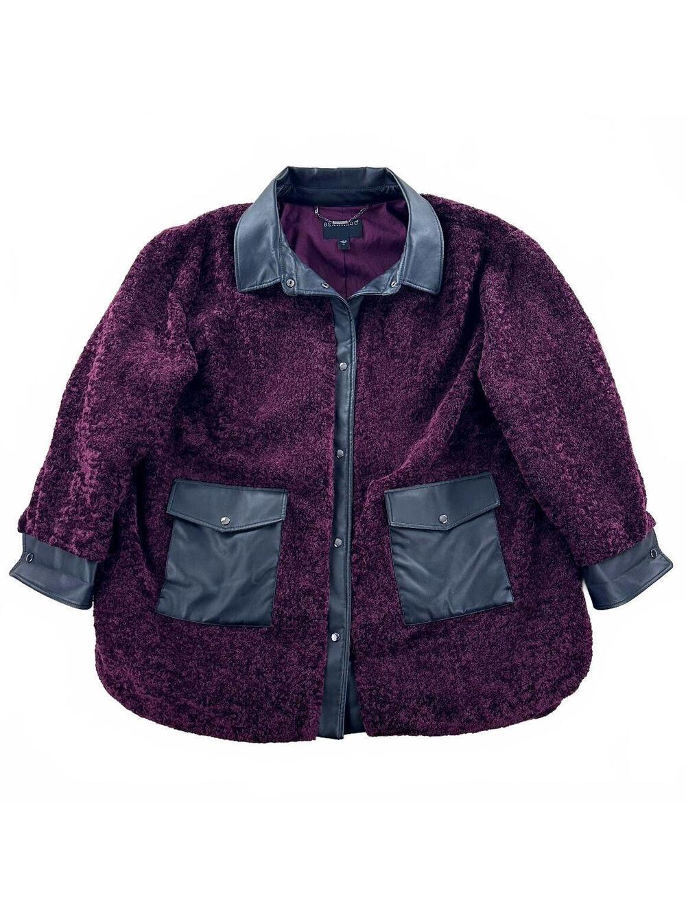 Bernardo Chenille Jacket w/ Faux Leather Trim 3XL